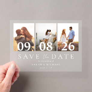 Invitations En Acrylique Faire part de mariage moderne 3 Collage photo