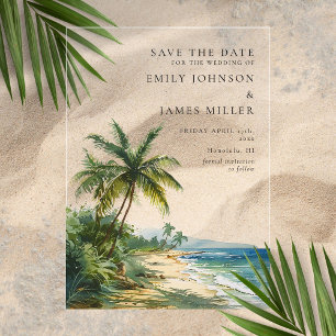 Invitations En Acrylique Faire part de mariage Tropical Palm Beach