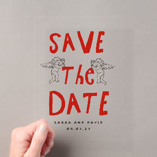 Invitations En Acrylique Faireparts Enregistrer la date d'invitation de gri