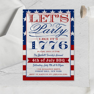Invitations En Acrylique Faisons la fête comme en 1776   4 JUILLET