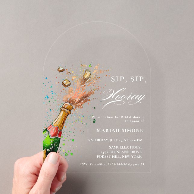 Invitations En Acrylique Faisons sauter le Champagne Rose Bouteille Cadeau  (In situ (ordinateur de poche))