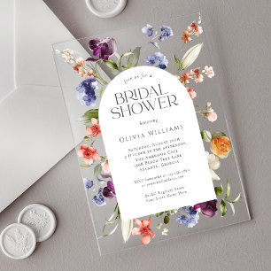 Invitations En Acrylique Fantaisie Florale Élégante pour une Fête de Mariag