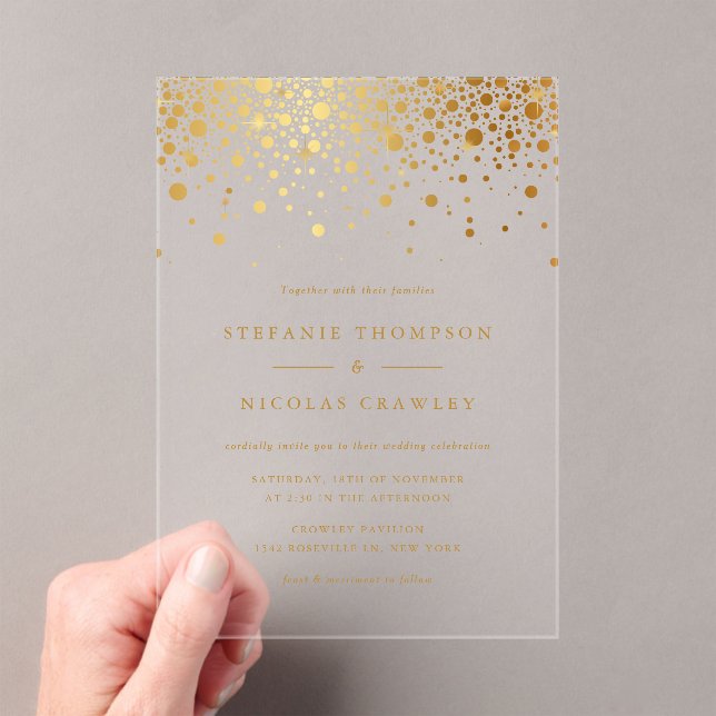 Invitations En Acrylique Faux Gold Foil Confetti Mariage (In situ (ordinateur de poche))