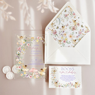 Invitations En Acrylique Fée Fleur Sauvage Fille Baby Shower