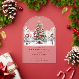Invitations En Acrylique Festif Office Entreprise Fête Noël