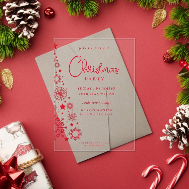 Invitations En Acrylique Festive Rouge blanc Noël (Insitu (vacances))