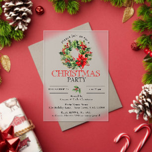 INVITATIONS EN ACRYLIQUE FESTIVE VACANCES, FÊTE DE NOËL