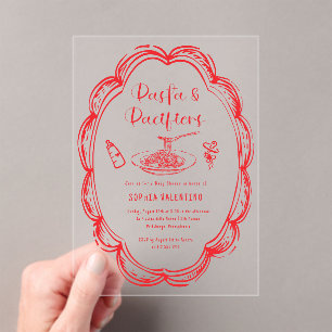 Invitations En Acrylique Fête bébé Doodle Pâtes et Tétines