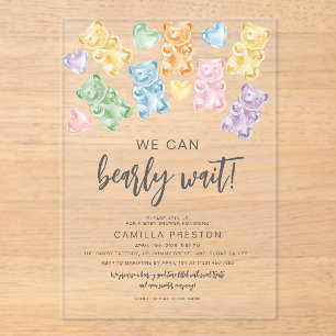 Invitations En Acrylique Fête bébé Oursons gomme eau-forte