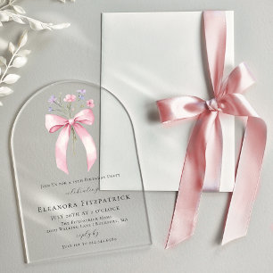 Invitations En Acrylique Fête d'anniversaire 19 ans Arche de fleurs sauvage