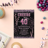 Fête d'anniversaire 40 ans Strass Rose Pailletés 