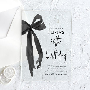 Invitations En Acrylique Fête d'anniversaire de 20 ans avec un élégant ruba