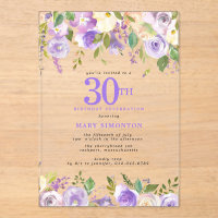 Fête d'anniversaire de 30 ans CLEAR ACRYLIC Fleurs