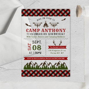 Invitations En Acrylique Fête d'anniversaire de camping en plein air