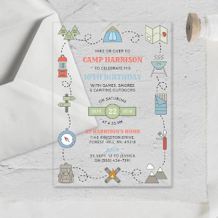 Invitations En Acrylique Fête d'anniversaire de camping tout âge