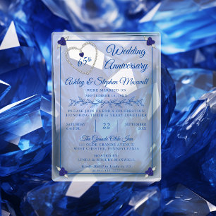Invitations En Acrylique Fête d'anniversaire de mariage de 65 ans Blue Spin