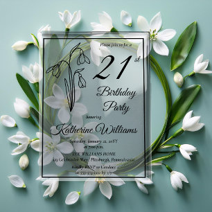 Invitations En Acrylique Fête d'anniversaire des 21 ans d'élégantes perce-n
