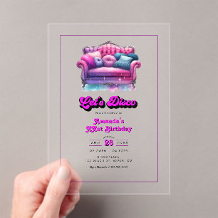 Invitations En Acrylique Fête d'anniversaire Disco