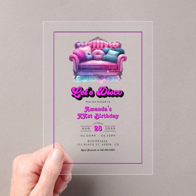 Invitations En Acrylique Fête d'anniversaire Disco (In situ (ordinateur de poche))