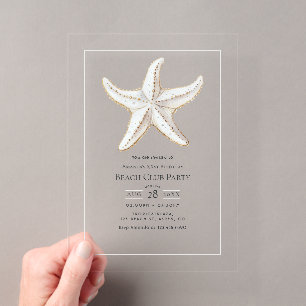Invitations En Acrylique Fête d'anniversaire du Beach Club Transparent Coas
