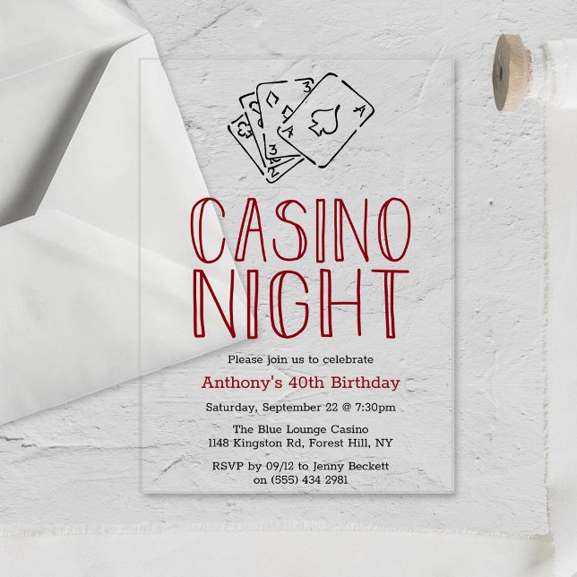Invitations En Acrylique Fête d'anniversaire du casino moderne (Créateur téléchargé)