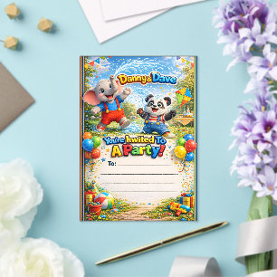Invitations En Acrylique Fête d'anniversaire fantaisiste de Safari pour les