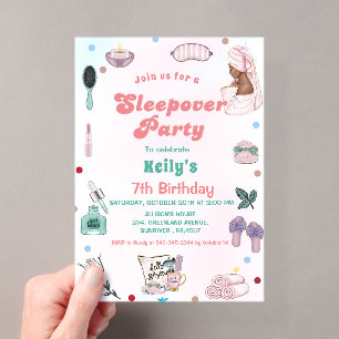 Invitations En Acrylique Fête d'anniversaire Pyjama Fête de détente Anniver