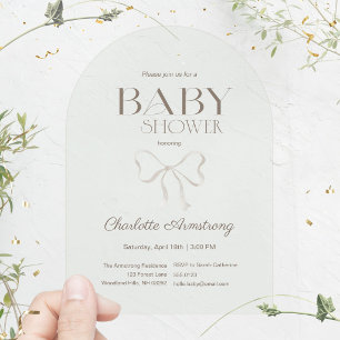 Invitations En Acrylique Fête de Bébé Arc-en-Ciel Vert Clair Aquarelle