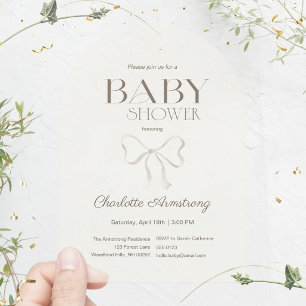 Invitations En Acrylique Fête de bébé Arc en Crème Chaude Profonde Aquarell