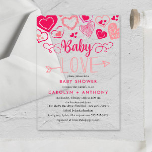 Invitations En Acrylique Fête de bébé de la Saint-Valentin "Baby Love"