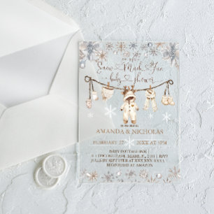 Invitations En Acrylique Fête de Bébé d'Hiver Tellement Amusante Snow Much 