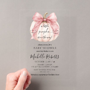 Invitations En Acrylique Fête de Bébé Fille Petite Citrouille Rose Coquette