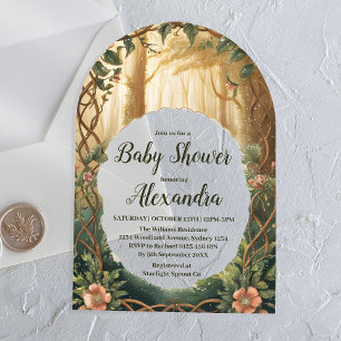 Invitations En Acrylique Fête de Bébé Forêt Enchantée