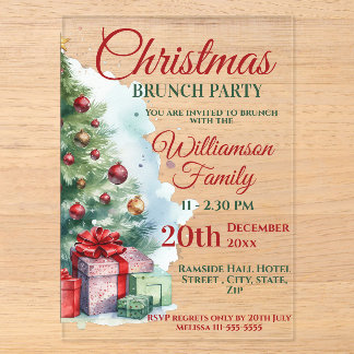 Invitations En Acrylique Fête de brunch de Noël