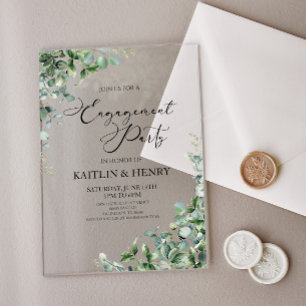 Invitations En Acrylique Fête de fiançailles botanique aux feuilles de euca