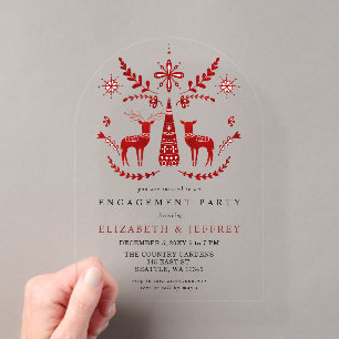 Invitations En Acrylique Fête de fiançailles de Noël Nordique Buck and Doe