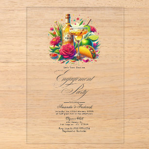 Invitations En Acrylique Fête de fiançailles mexicaine transparente