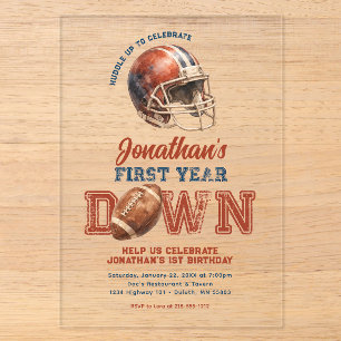 Invitations En Acrylique Fête de Football pour le Premier Anniversaire