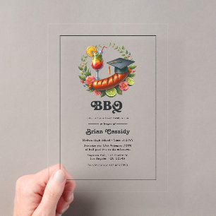 Invitations En Acrylique Fête de graduation pour barbecue lunaire