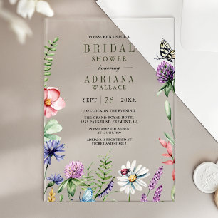 Invitations En Acrylique Fête de mariage bohème aux fleurs sauvages