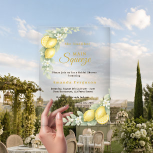 Invitations En Acrylique Fête de mariage citronnée, fête d'été