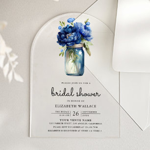 Invitations En Acrylique Fête de mariage dans un pot Mason avec des fleurs