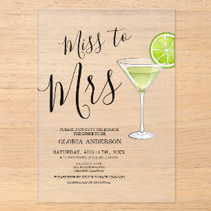 Invitations En Acrylique Fête de mariage de Mademoiselle à Madame