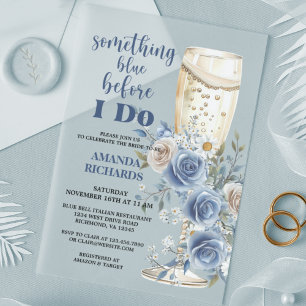 Invitations En Acrylique Fête de mariage floral au champagne Something Blue
