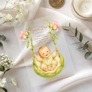 Invitations En Acrylique Fête de Naissance à l'aquarelle de Pois de Senteur