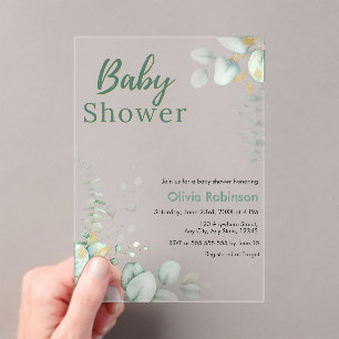 Invitations En Acrylique Fête de naissance botanique de verdure d'eucalyptu