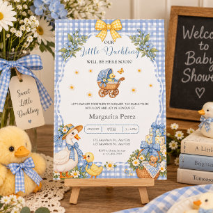 Invitations En Acrylique Fête de naissance Caneton à l'aquarelle à carreaux