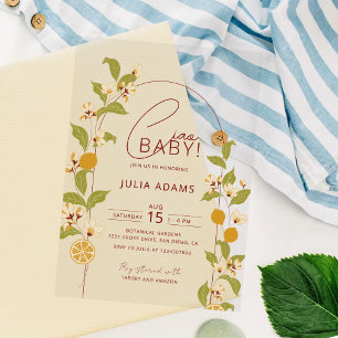Invitations En Acrylique Fête de naissance Citron Bleu Jaune Amalfi Coast