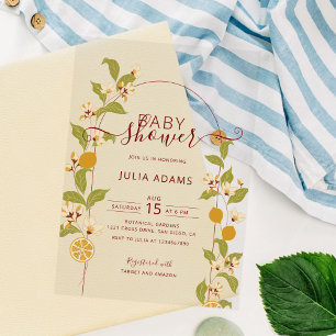 Invitations En Acrylique Fête de naissance Citron Bleu Jaune Amalfi Coast