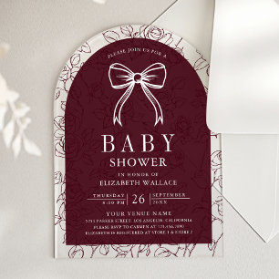 Invitations En Acrylique Fête de naissance Coquette Ligne Art Bourgogne